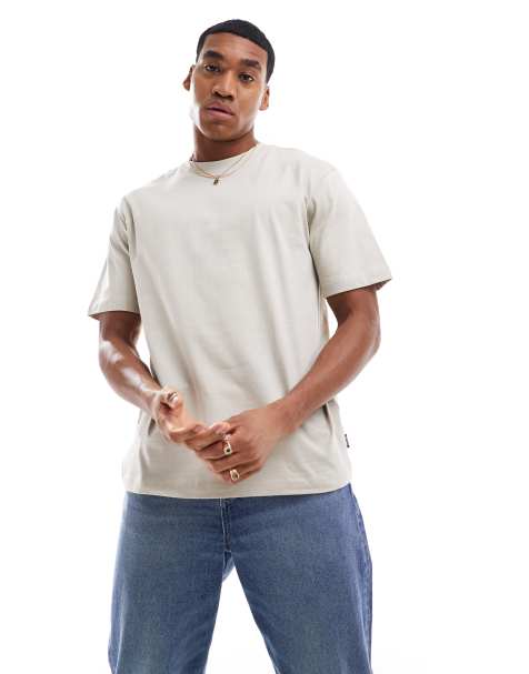 Only & Sons – Locker geschnittenes T-Shirt in Beige - view 1
