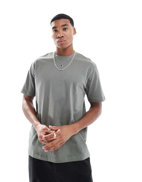 ONLY & SONS – Locker geschnittenes T-Shirt in dunklem Salbeigrün - view 1