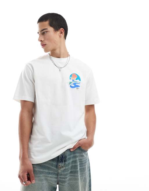 ONLY & SONS – Locker geschnittenes T-Shirt in Weiß mit Palmen-Rückenprint, 2 von 4
