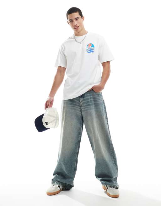 ONLY & SONS – Locker geschnittenes T-Shirt in Weiß mit Palmen-Rückenprint, 3 von 4