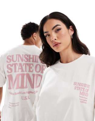 ONLY & SONS - Locker geschnittenes T-Shirt in Weiß mit „Sunshine"- Rückenprint