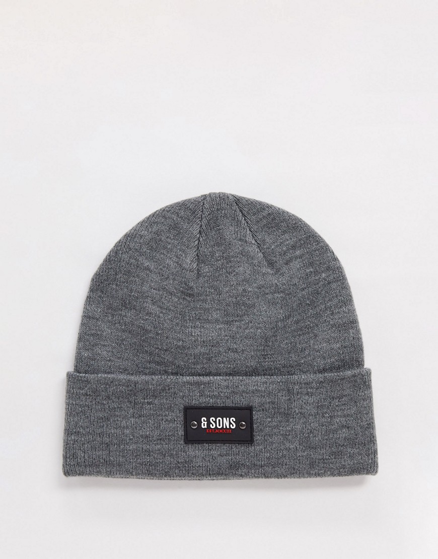 Only & Sons logo beanie in gray-Grey