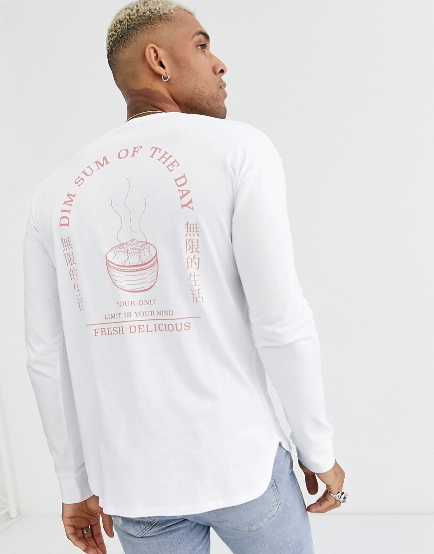 Only & Sons long sleeve back graphic t-shirt in white