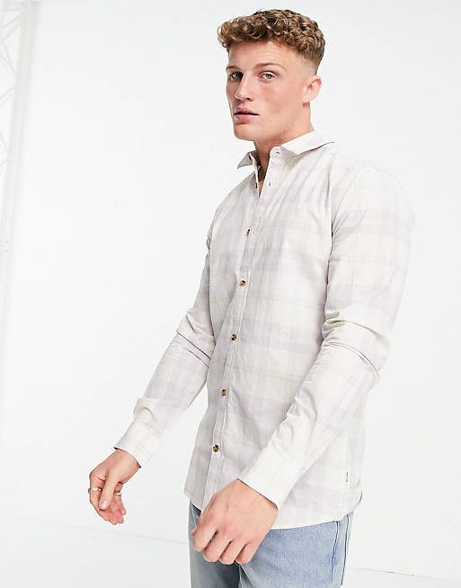  Only & Sons long sleeve check shirt in lilac 