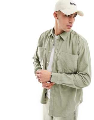 long sleeve cord shirt in green