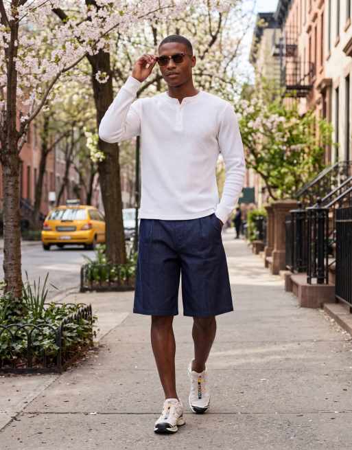 ONLY & SONS long sleeve Henley T-shirt in white waffle, 11 of 12