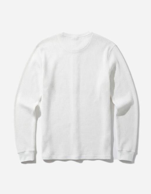 ONLY & SONS long sleeve henley t-shirt in white waffle, 7 of 7