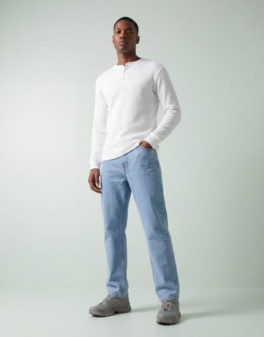 ONLY & SONS long sleeve Henley T-shirt in white waffle, 9 of 12
