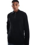 [ONLY & SONS] ONLY & SONS long sleeve knit polo in black XXS Black