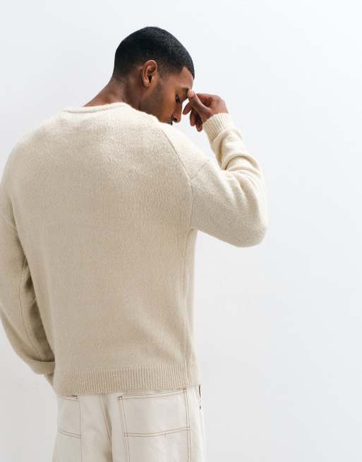 ONLY & SONS long sleeve soft crew neck knit in cream, 4 of 5