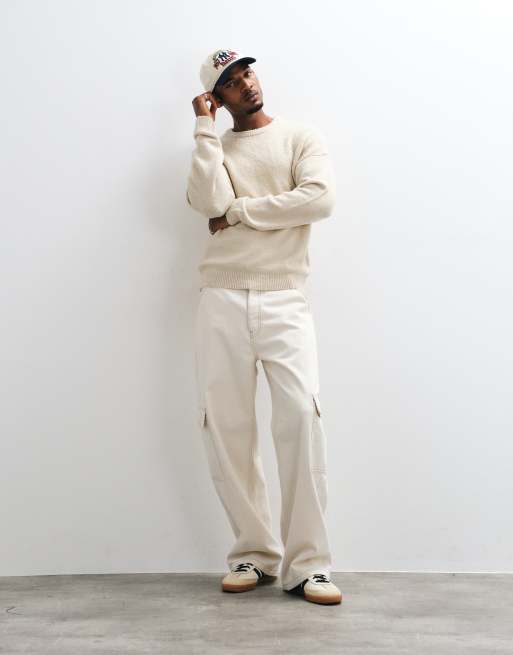 ONLY & SONS long sleeve soft crew neck knit in cream, 5 of 5
