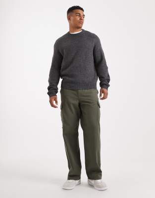 Only & Sons Long Sleeve Soft Crew Neck Knit In Gray