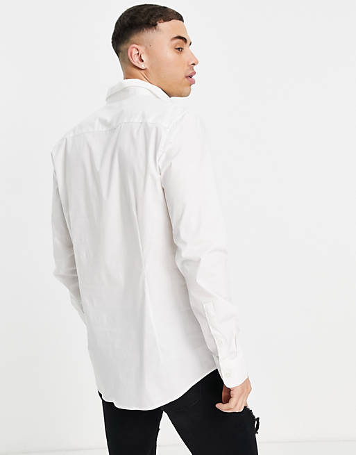 Shirts Only & Sons long sleeve stretch shirt in white 