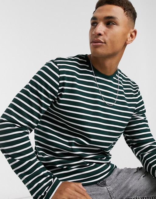 Only & Sons long sleeve top in green stripe