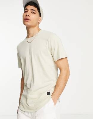 Only & Sons Longline Curve Hem T-shirt In Neutral