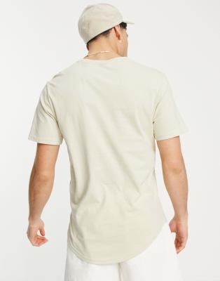 Only & Sons Longline Curve Hem T-shirt In Neutral