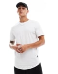 [ONLY & SONS] Only & Sons longline curve hem t-shirt in white L White