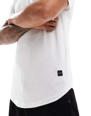 Only & Sons Longline Curve Hem T-shirt In White