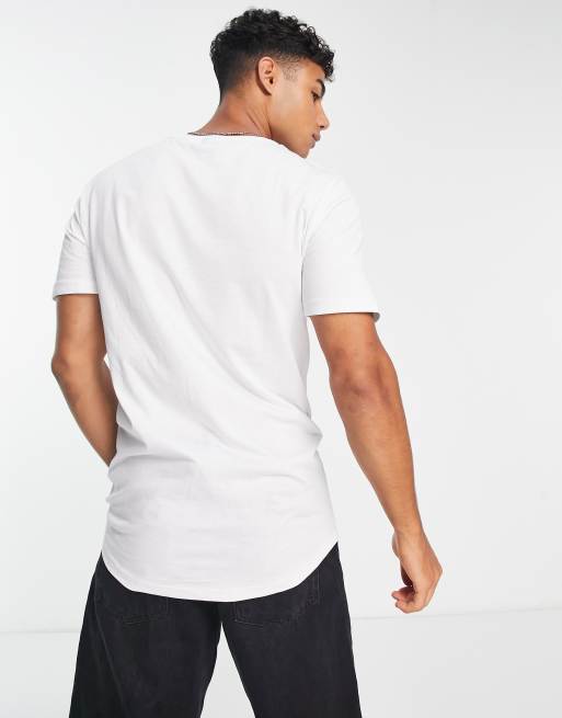 Only & Sons longline curved hem t-shirt in white, 2 of 4