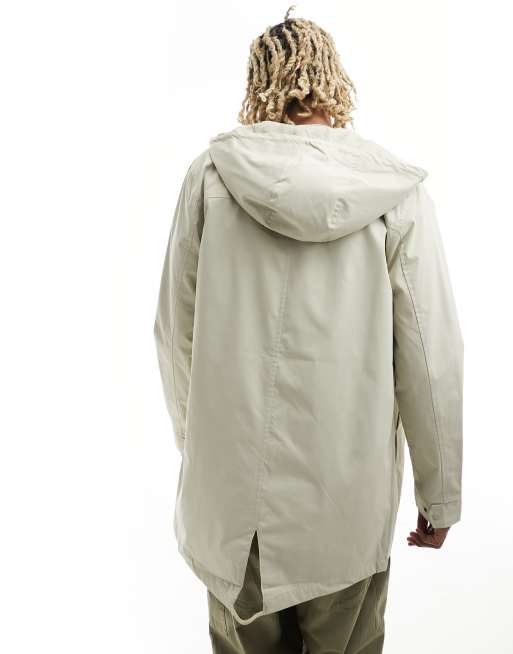 Only & Sons longline lightweight parka coat in beige