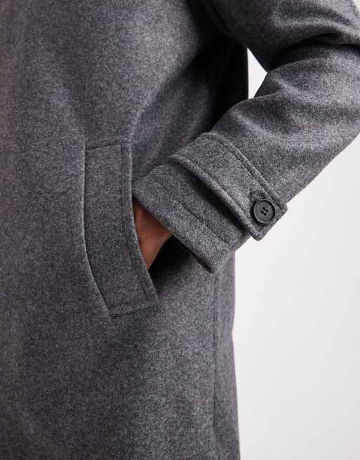ONLY & SONS – Longline-Mantel aus Wollimitat in Anthrazit, 5 von 5