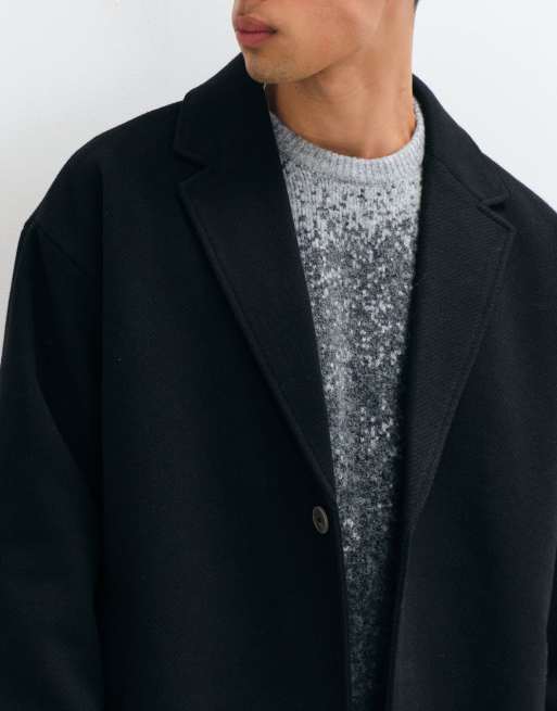 ONLY & SONS longline overcoat in black, 3 of 5