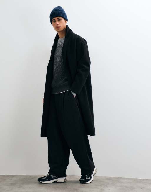 ONLY & SONS longline overcoat in black, 4 of 5