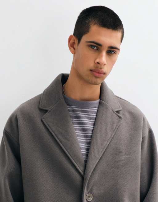 ONLY & SONS longline overcoat in charcoal, 2 of 5