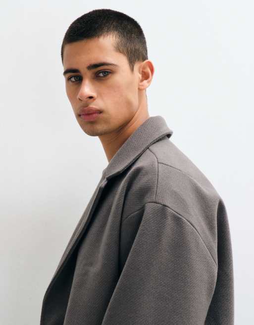 ONLY & SONS longline overcoat in charcoal, 4 of 5
