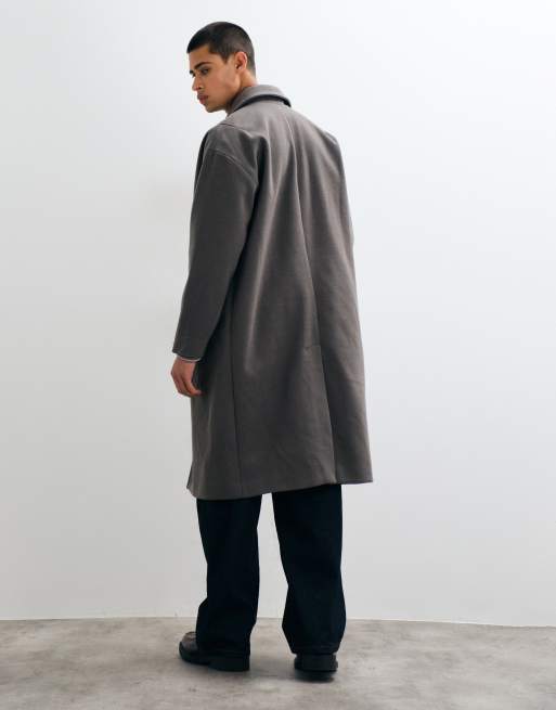 ONLY & SONS longline overcoat in charcoal, 5 of 5