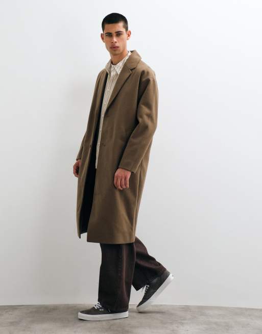 ONLY & SONS longline overcoat in light brown, 2 of 5