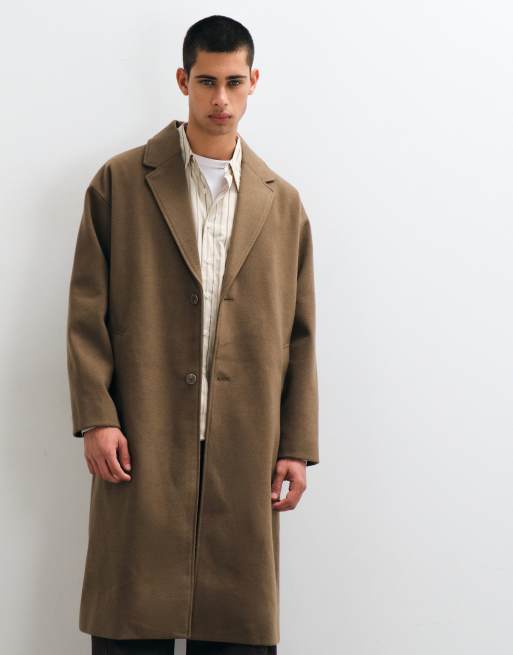 ONLY & SONS longline overcoat in light brown, 4 of 5