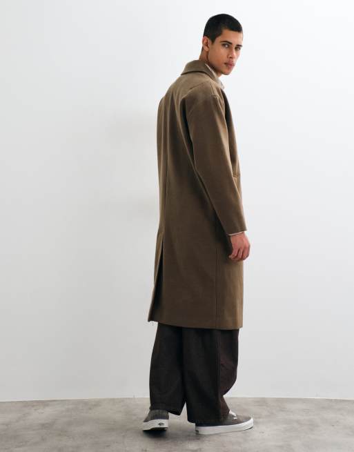 ONLY & SONS longline overcoat in light brown, 5 of 5