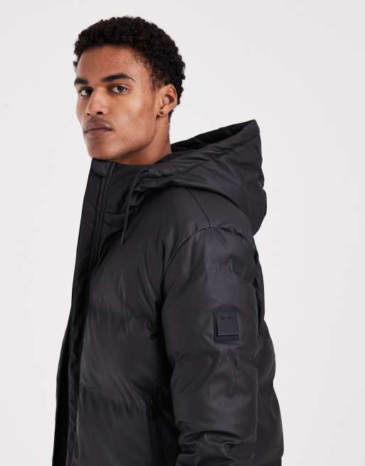 ONLY & SONS longline puffer jacket in black, 4 of 5
