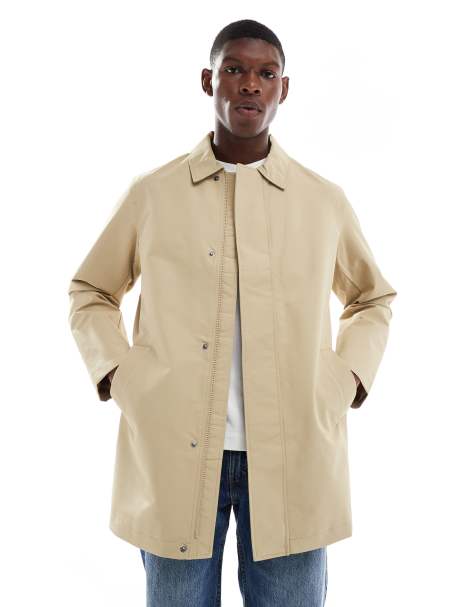 Only & Sons longline rain jacket in beige - view 1