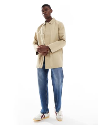 Only & Sons Longline Rain Jacket In Neutral