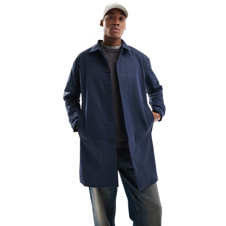ONLY SONS – Longline-Trenchcoat in Marineblau ASOS