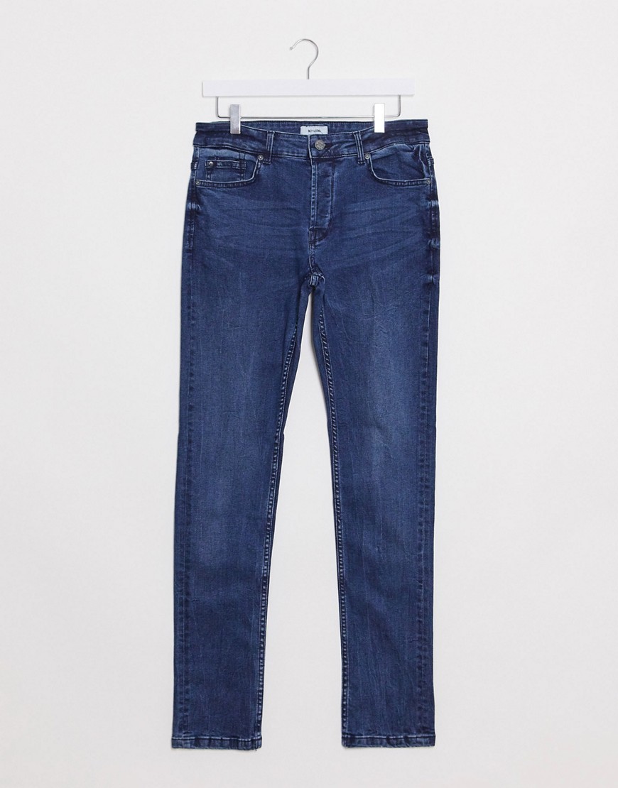 Only & Sons - Loom slim fit jeans i mid blå-Marineblå