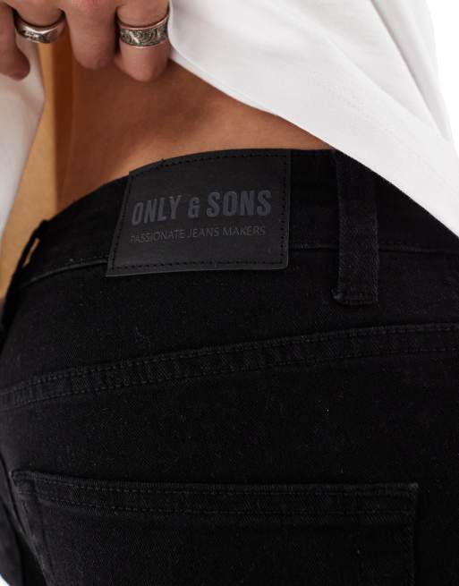 Only & Sons loom slim fit jeans in black