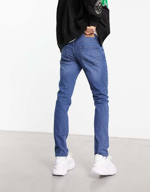 Only & Sons - Loom - Slim-fit jeans in middenblauw, 3 van 4