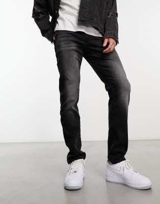loom slim fit stretch jeans in washed black