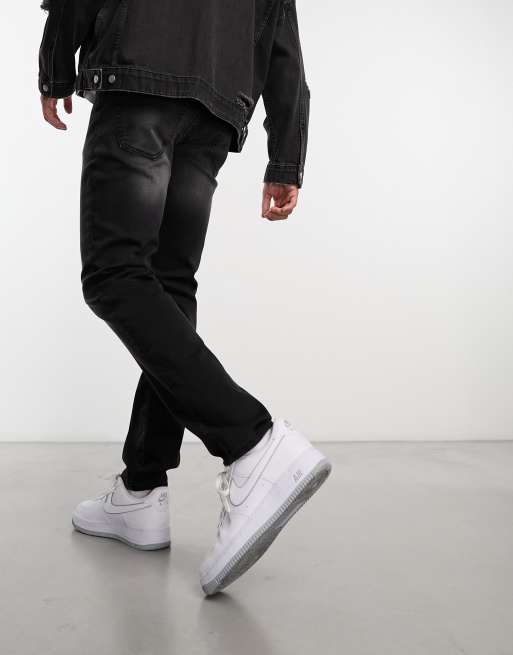 ONLY & SONS loom slim fit stretch jeans in washed black, 3 of 4