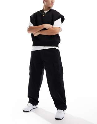 Only & Sons Loose Cargo Pants In Black