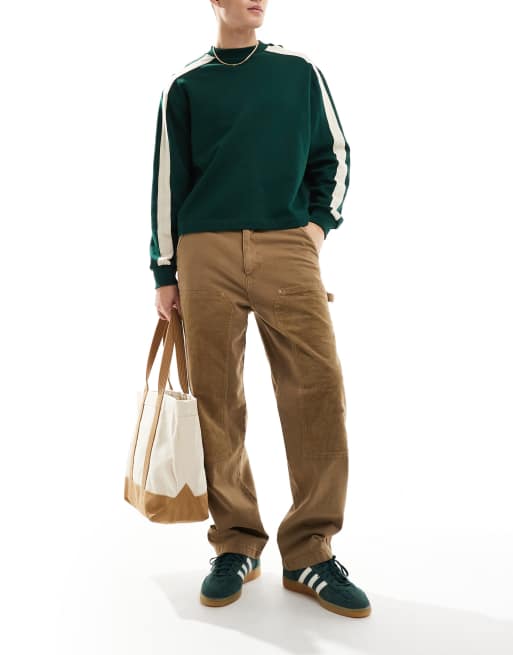ONLY & SONS loose cord carpenter pants in beige