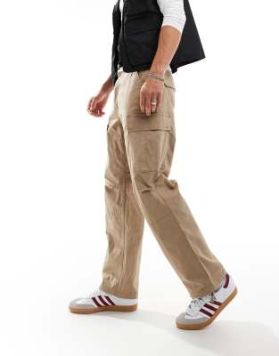 loose fit cargo pants in beige-Neutral