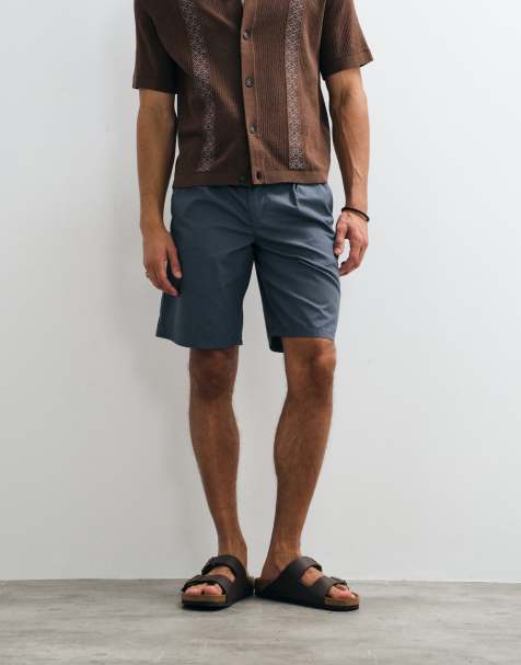 ONLY & SONS loose fit pleated shorts in charcoal