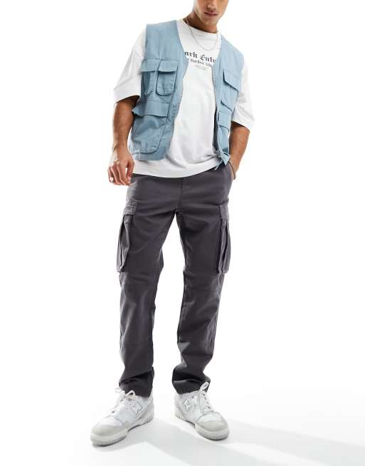 ONLY & SONS loose fit cargo trouser in grey