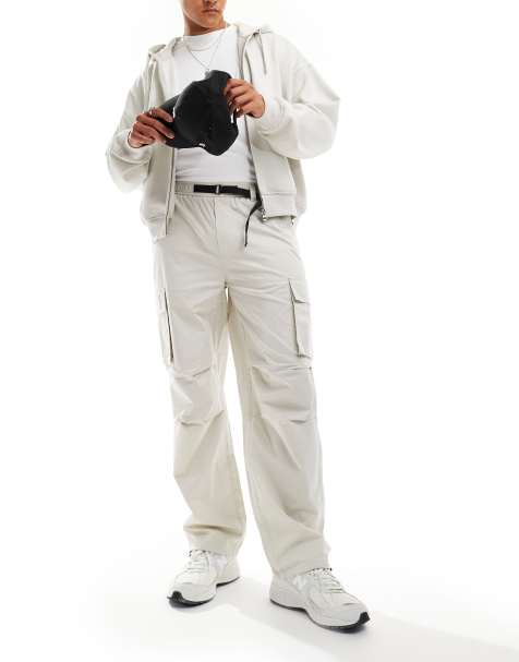 ONLY & SONS loose fit cargo with belt detail in stone - view 1