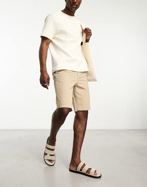 Only & Sons loose fit chino shorts in beige 