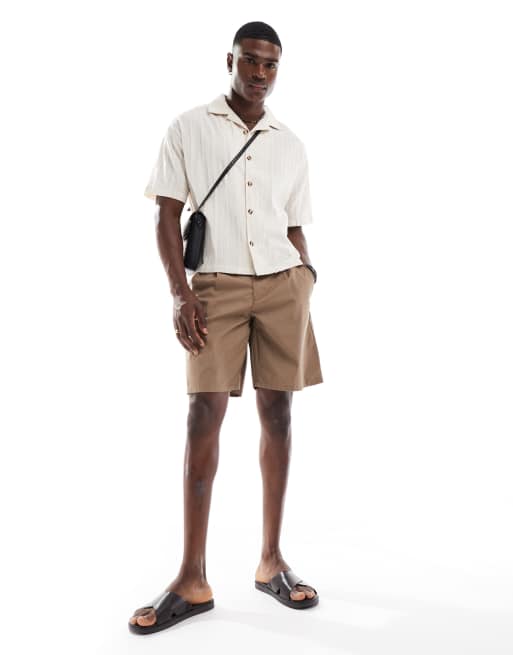 ONLY & SONS loose fit chino shorts in brown | ASOS